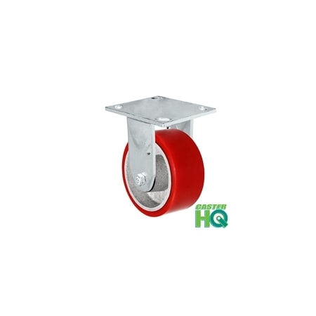 Casterhq 4"x2" Kingpinless Rigid Plate Caster, Polyurethane on Steel Wheel - 40CR420PU23V-03